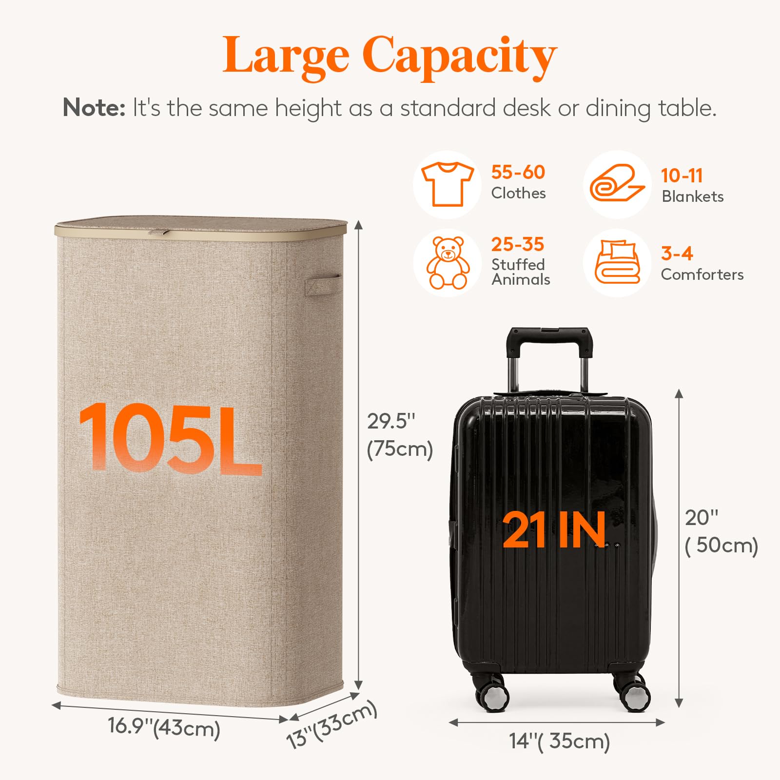 Lifewit bolsa interior extraíble con asas para llevar ropa al lavado