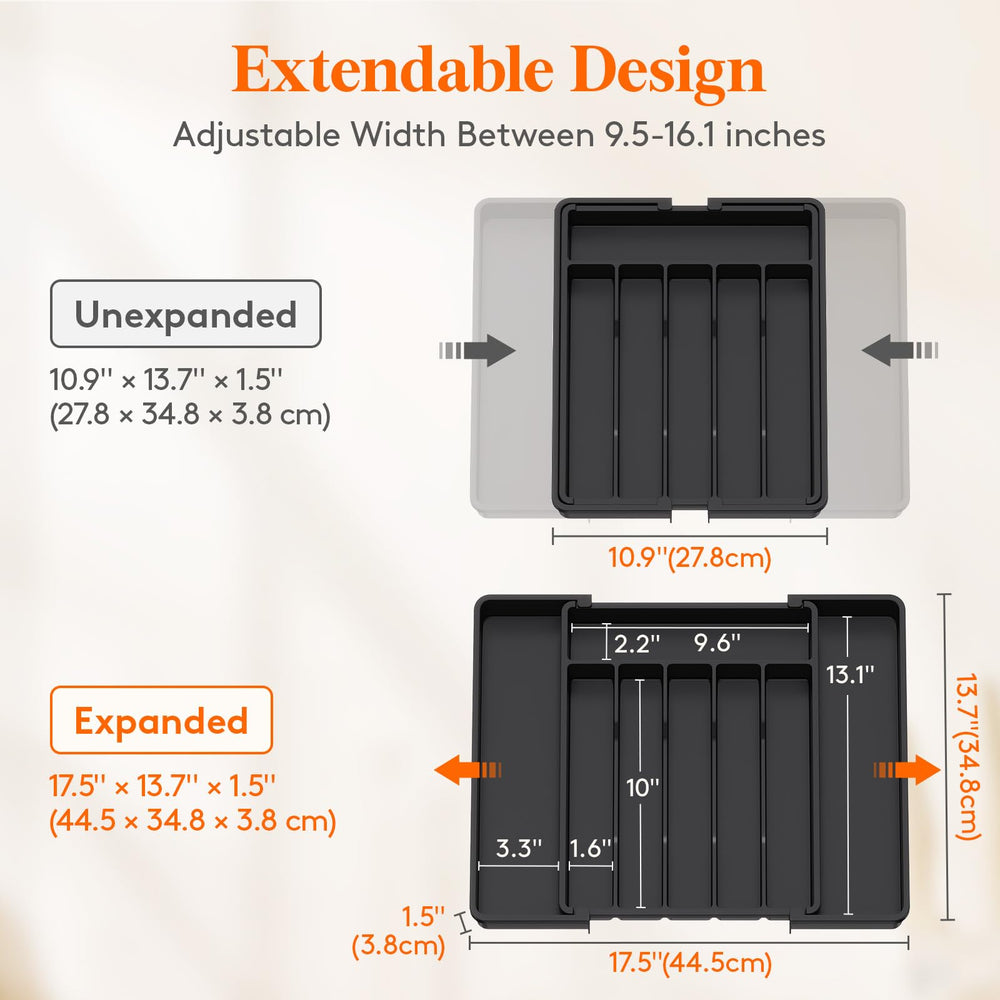 Lifewit bandeja dentro de cajón con cubiertos ordenados y accesibles