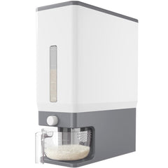 Lifewit front view showing grey rice dispenser and neat storage benefit