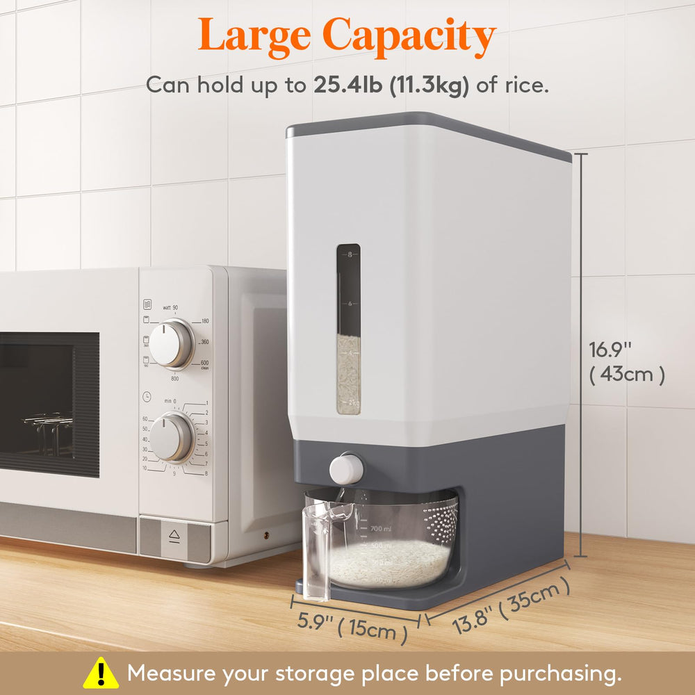 Lifewit clear container filled with grains to verify freshness at a glance
