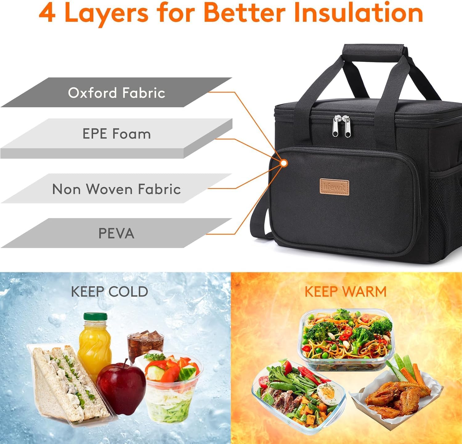 Lifewit detalle del interior PEVA apto para alimentos, higiene y fácil limpieza