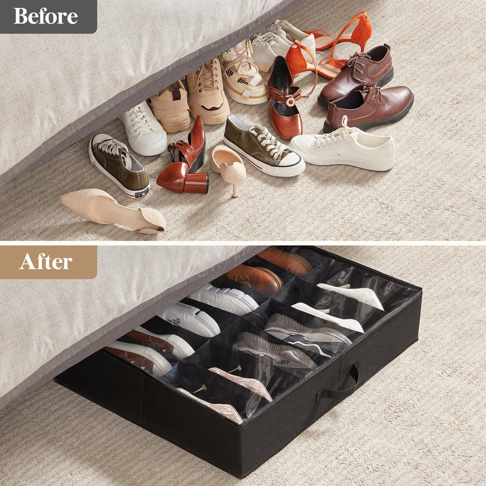 Lifewit organizador con zapatillas, sandalias y pantuflas demostrando capacidad