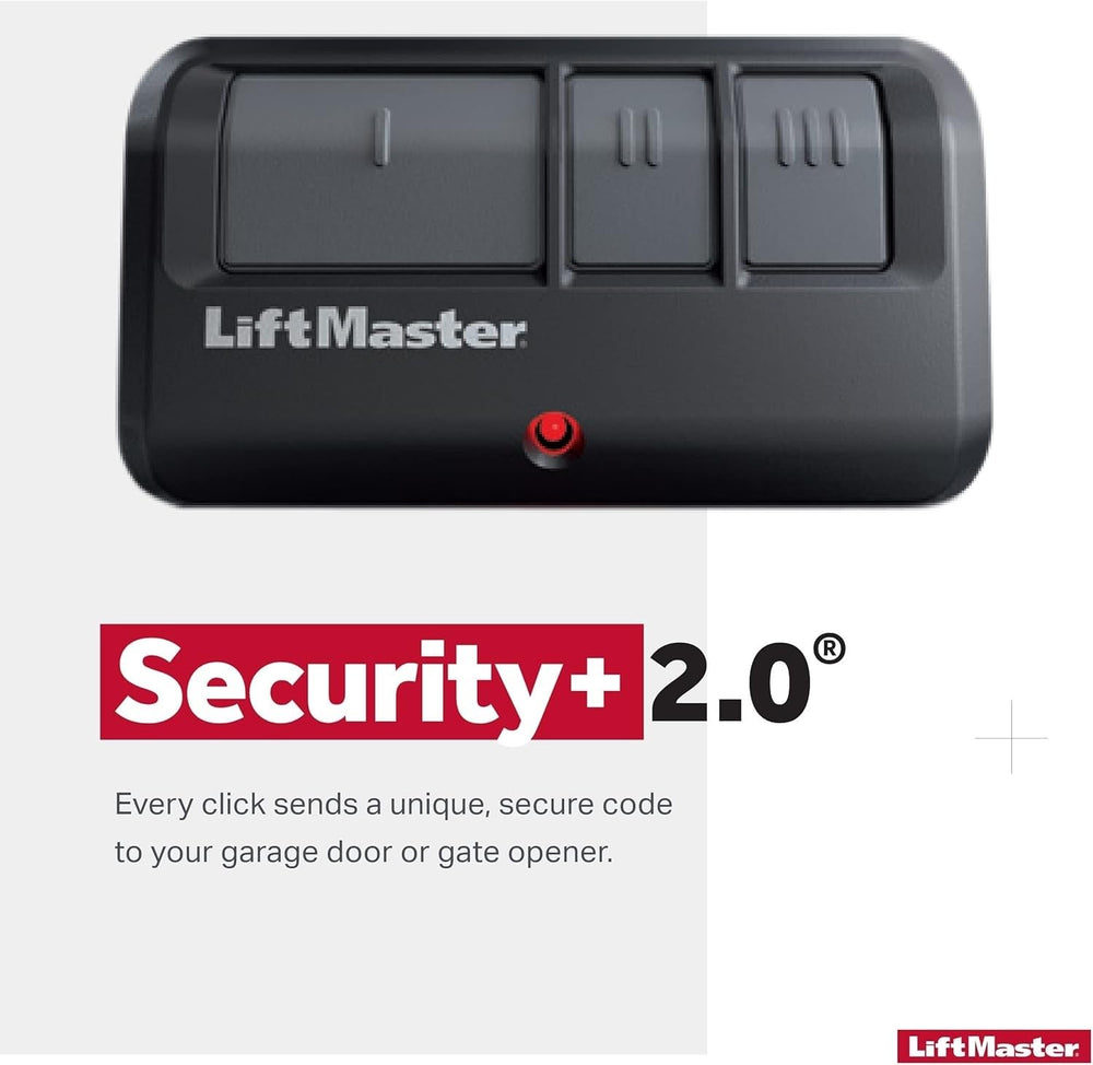 LiftMaster 893Max primer plano de botones para control de tres dispositivos