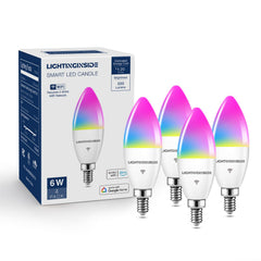 Lightinginside E12 front packaging showing 4PCS and smart features benefits