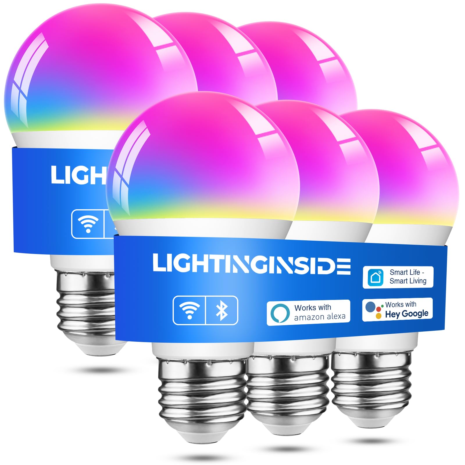 Lightinginside frontal del paquete de 6 bombillas, instalación rápida