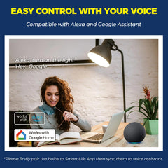 Lightinginside smart bulb lit in a desk lamp showing bright room illumination