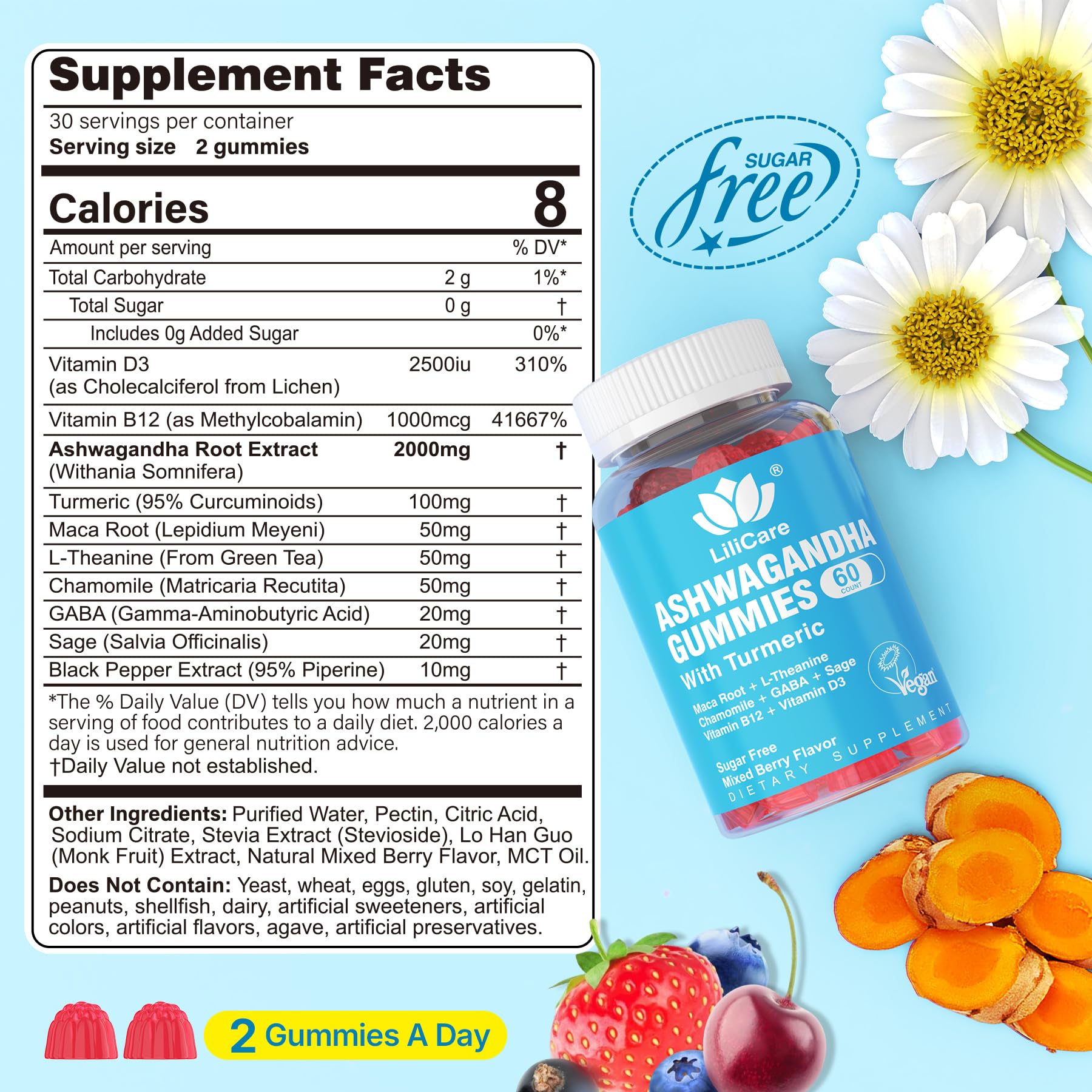 LILICARE open bottle with gummies displayed highlighting chewable convenience