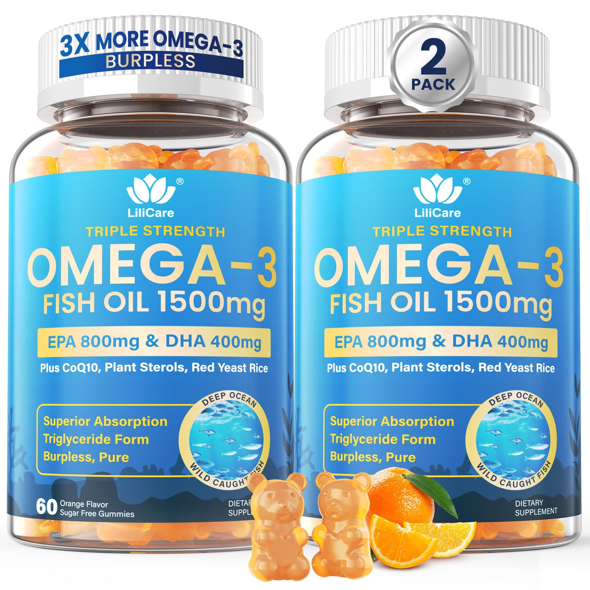 LILICARE frente del envase mostrando el diseño y concentración omega-3