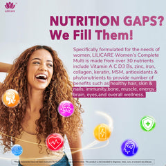 LILICARE etiqueta con lista de nutrientes que facilita ver vitaminas y minerales clave