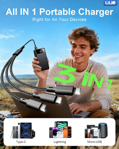 LILIO ports and LED indicators demonstrating simultaneous five-device charging