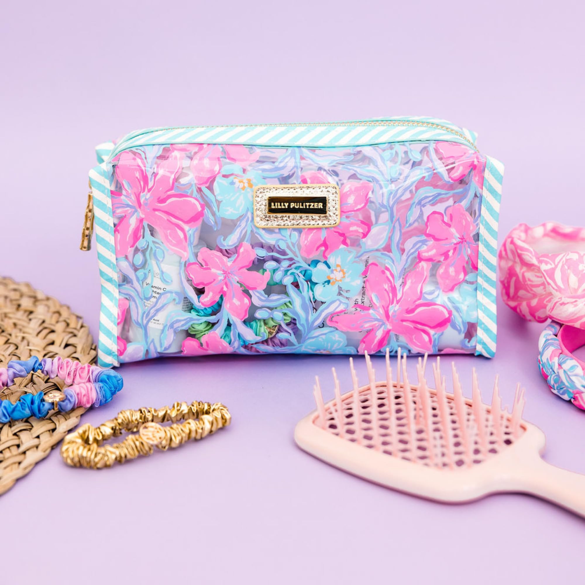 Close-up cremallera bambú Lilly Pulitzer apertura suave y segura