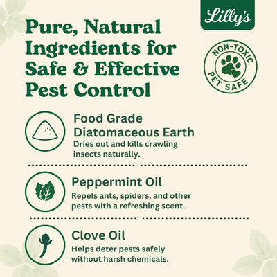 Lilly's Naturals polvo aplicado en zócalo para proteger entradas
