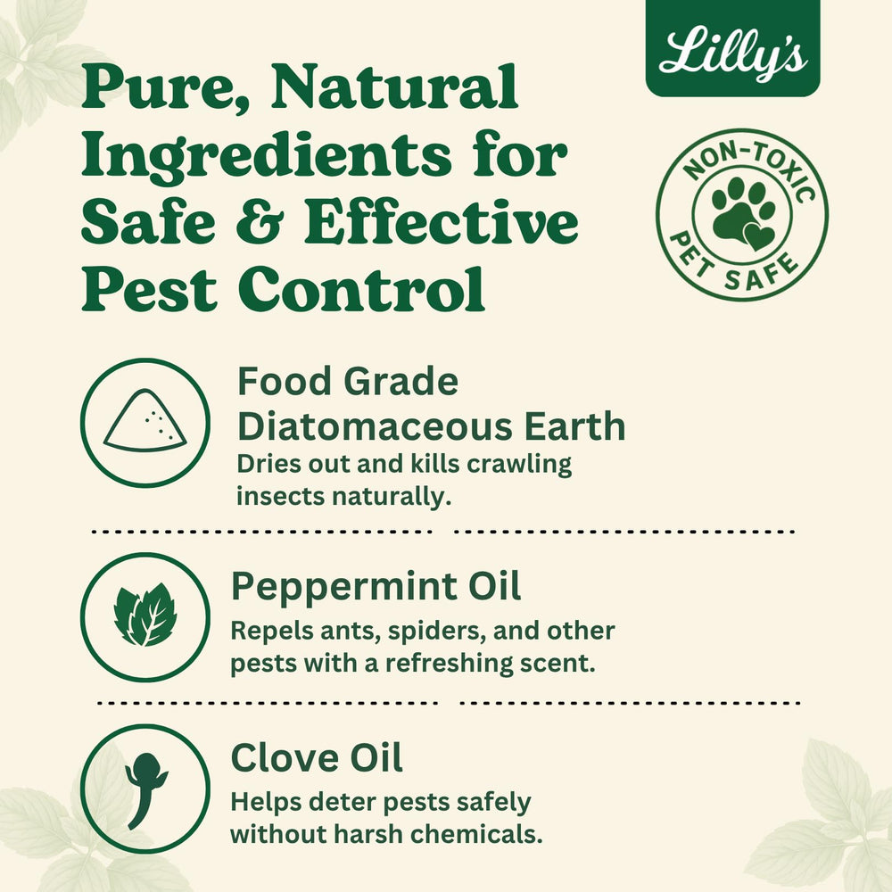Lilly's Naturals polvo aplicado en zócalo para proteger entradas
