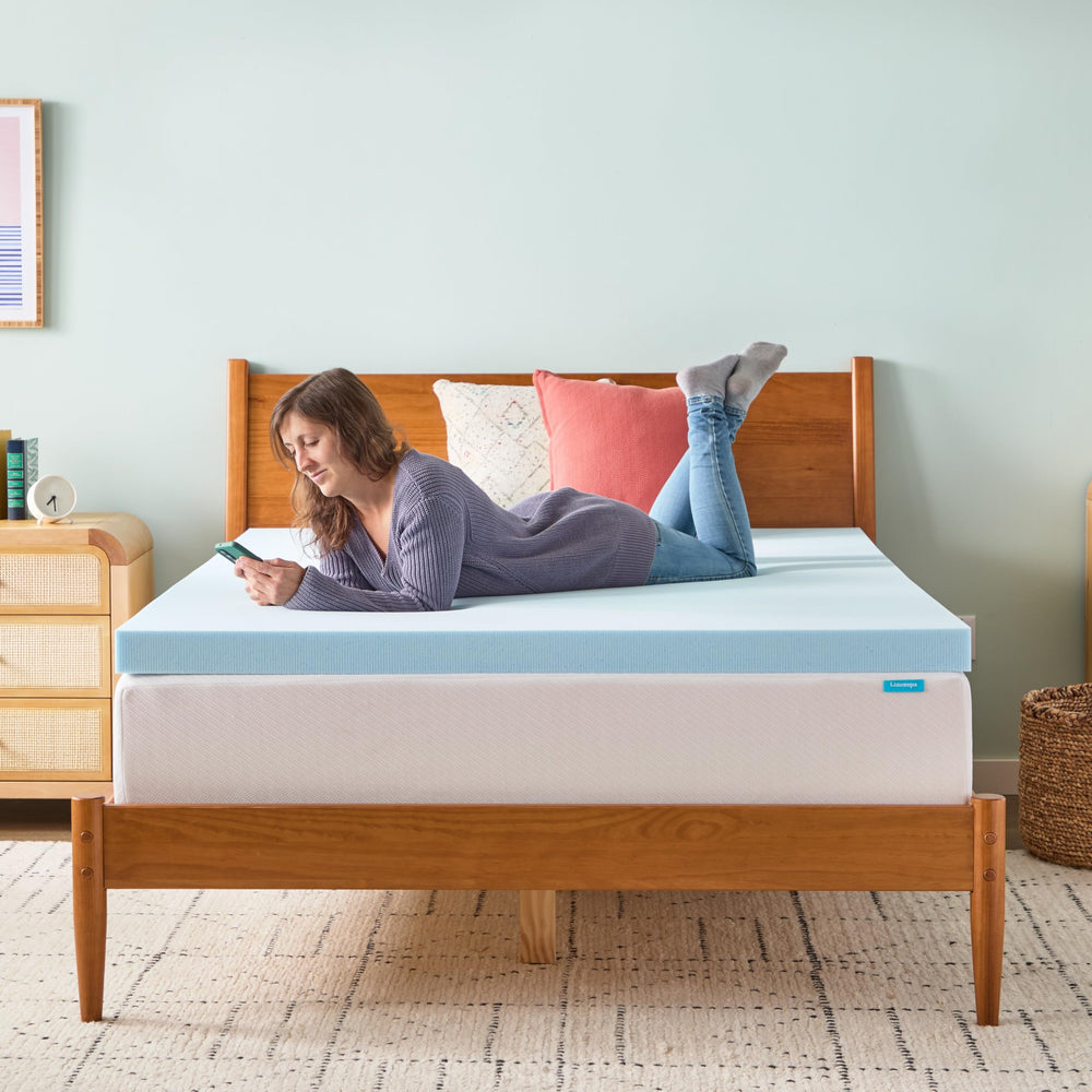 Linenspa topper beside ruler for clear size and scale comparison