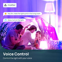Linkind bulb installed in living room lamp illustrating smart control convenience