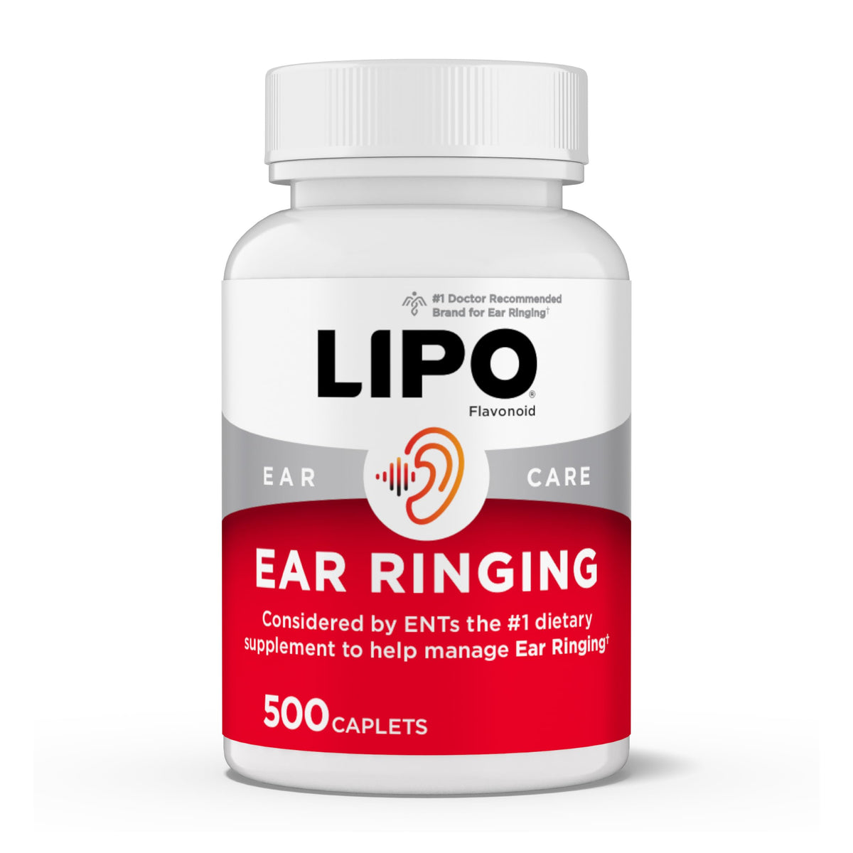Lipo-Flavonoid frente del envase mostrando cantidad 500 caplets y conveniencia