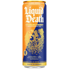 Liquid Death can close-up design highlighting logo and flavor text for clear product recognition