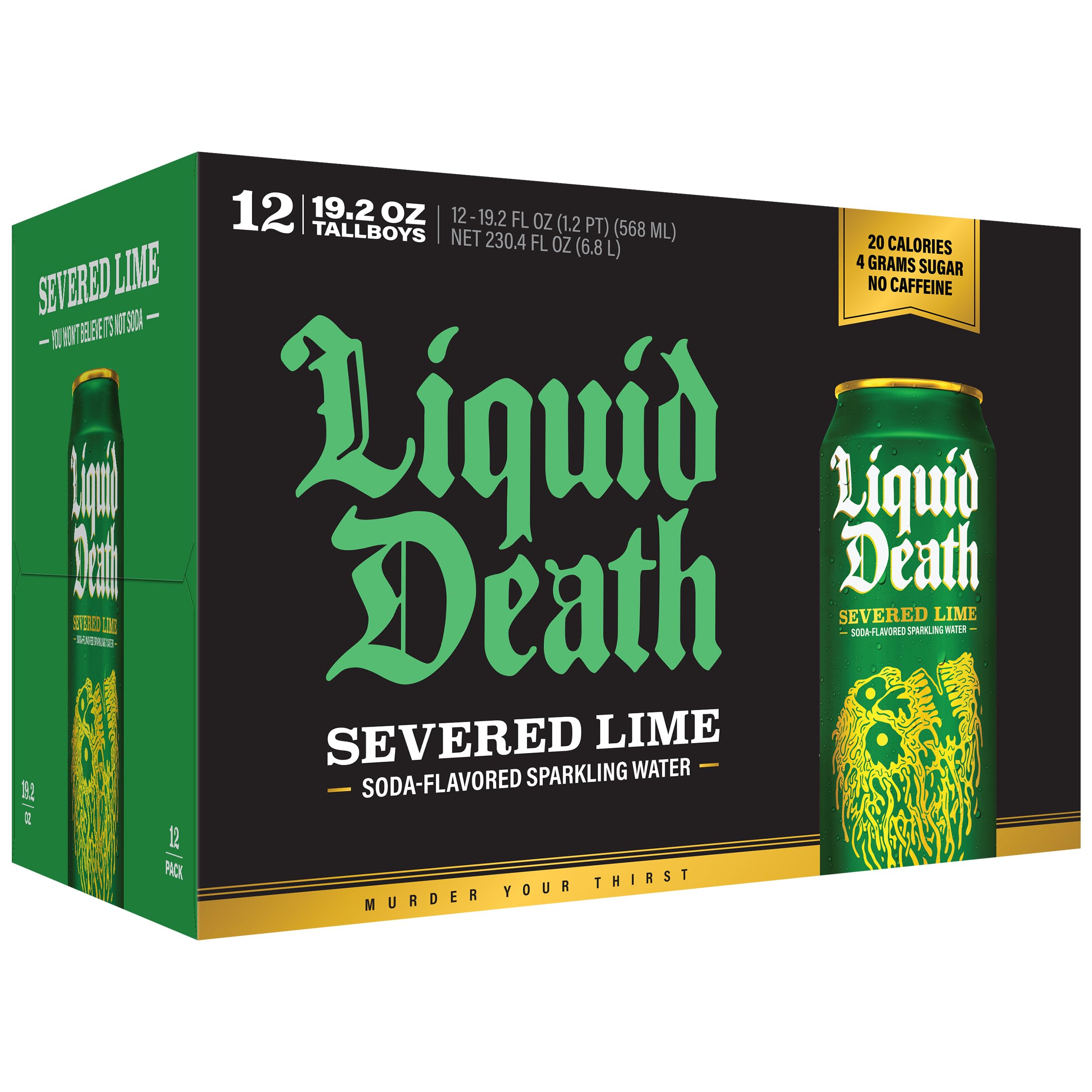 Liquid Death lata en mesa de fiesta servida en vaso, opción social sostenible