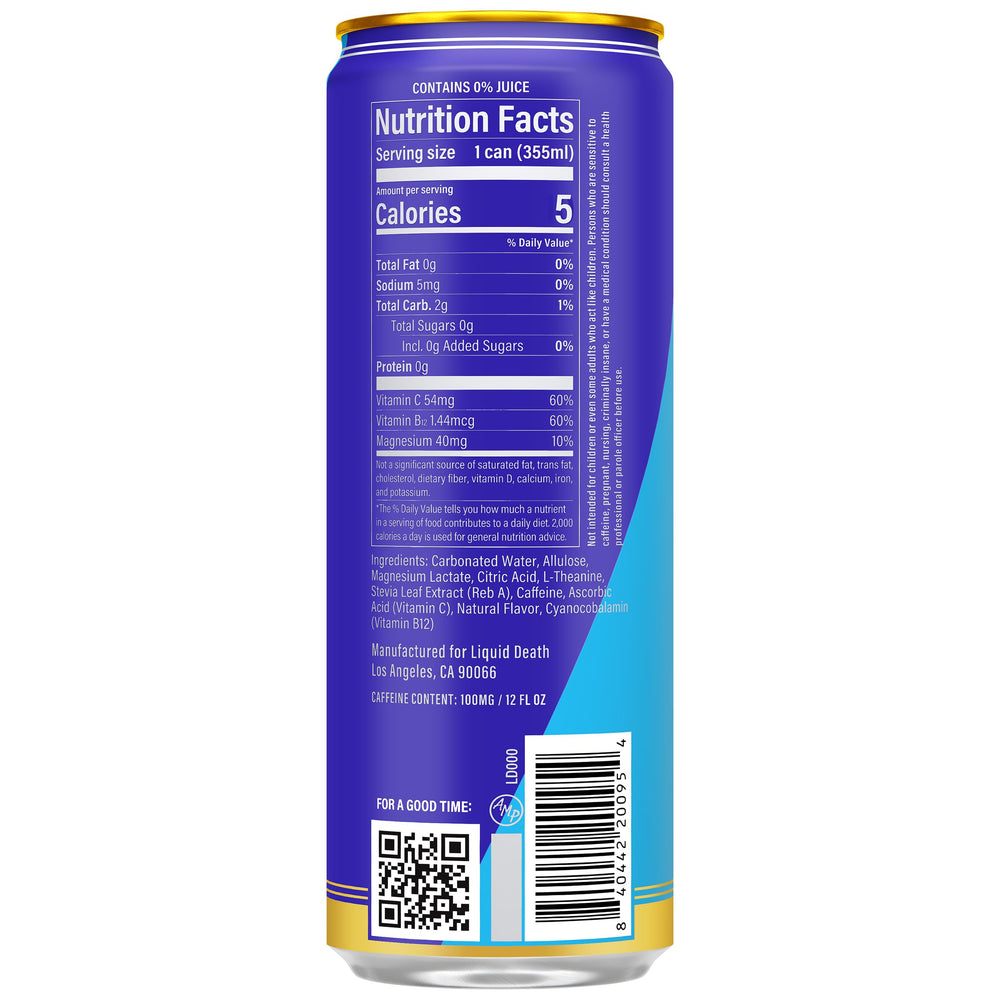 Liquid Death top-can close-up showing can opening and carbonation details