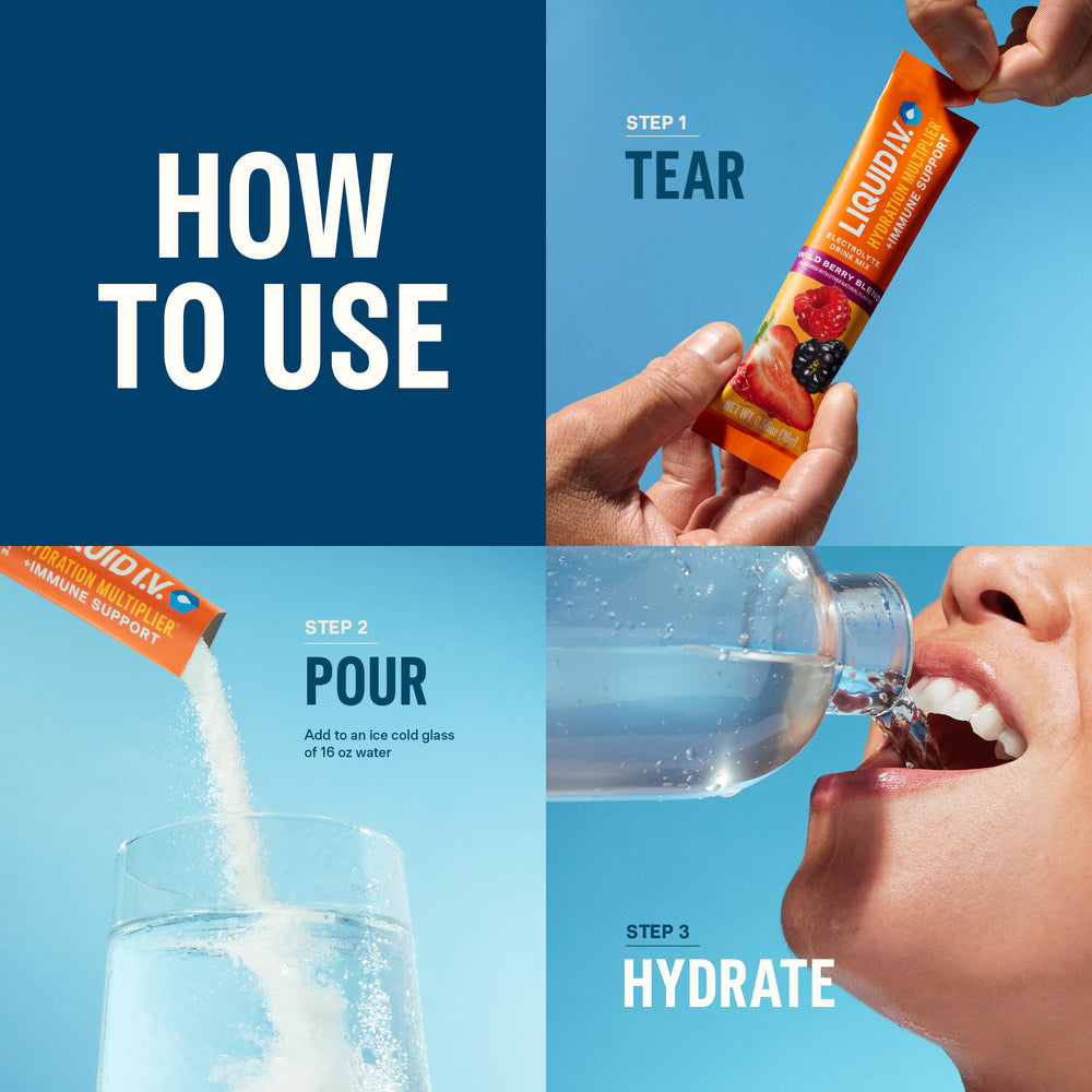 Glass of mixed Liquid I.V. Tangerine with ice showcasing refreshing citrus taste and electrolyte boost