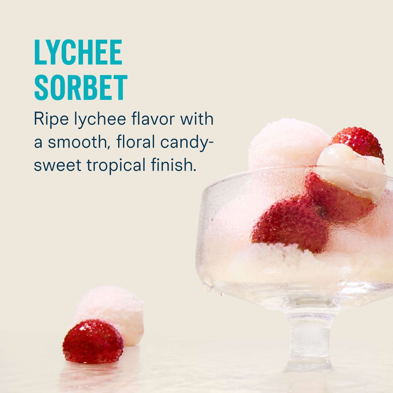Liquid I.V. polvo lychee sorbet en primer plano, textura para disolución rápida