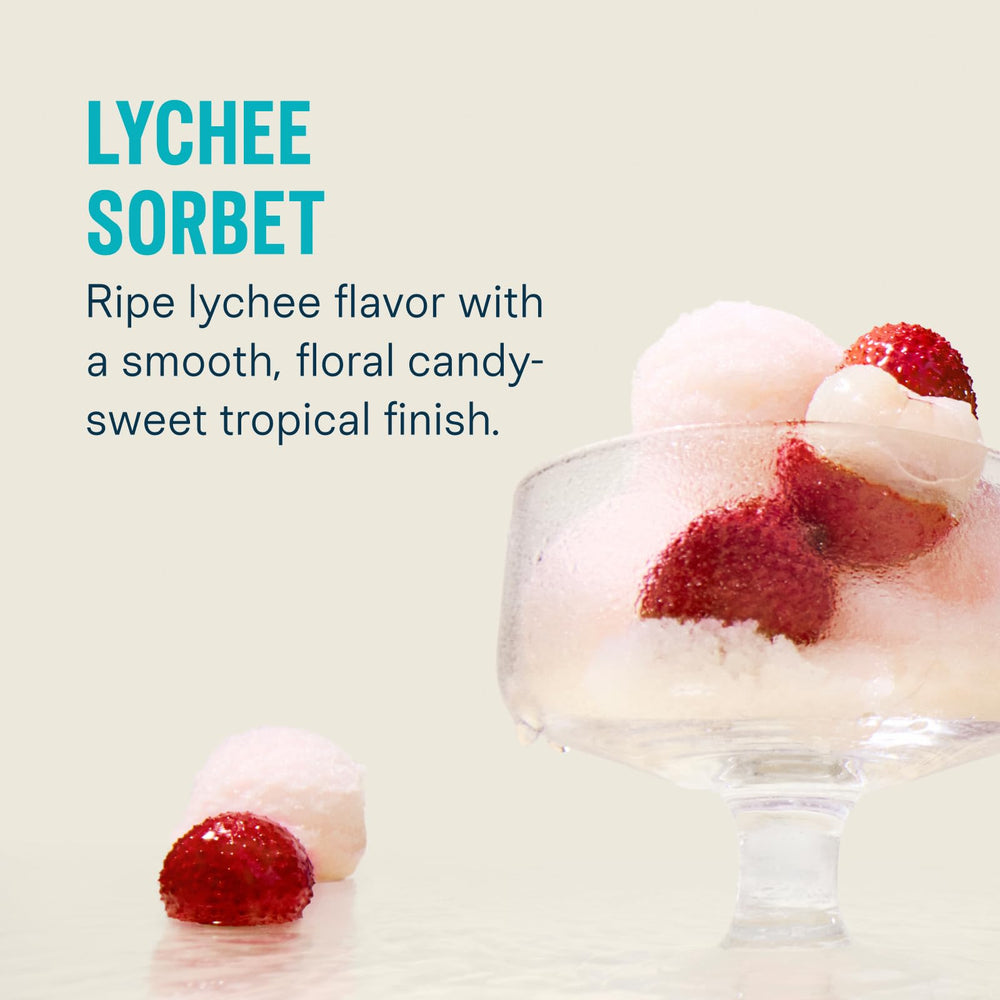 Liquid I.V. polvo lychee sorbet en primer plano, textura para disolución rápida