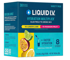 Liquid I.V. detalle del polvo mostrando textura y rápida disolución