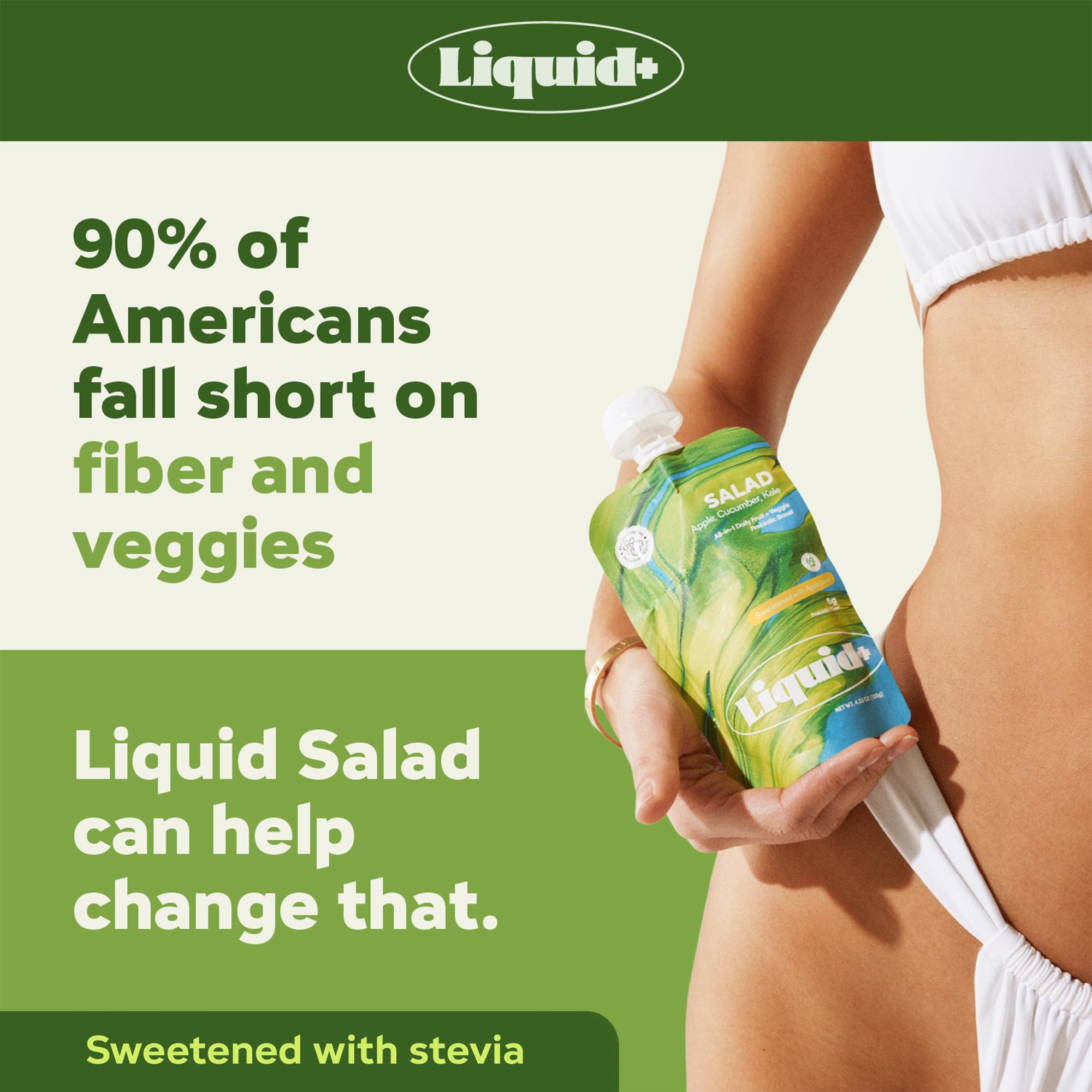 Liquid+ pouch en mano para comparar tamaño y fácil transporte
