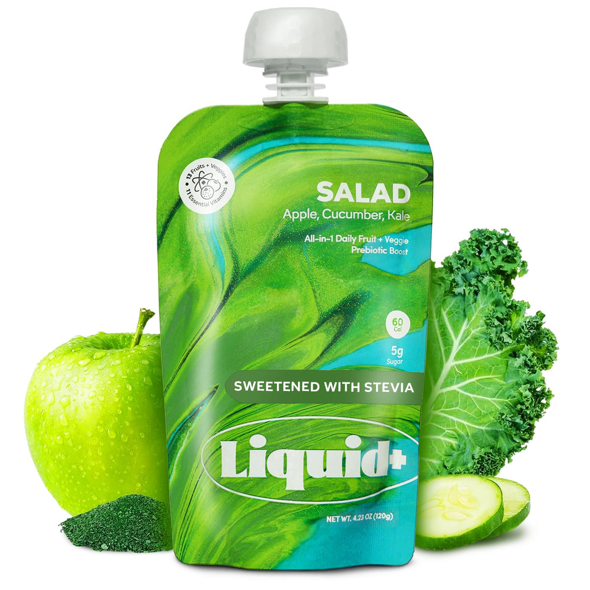 Liquid+ pouch frontal mostrando empaque y beneficio práctico