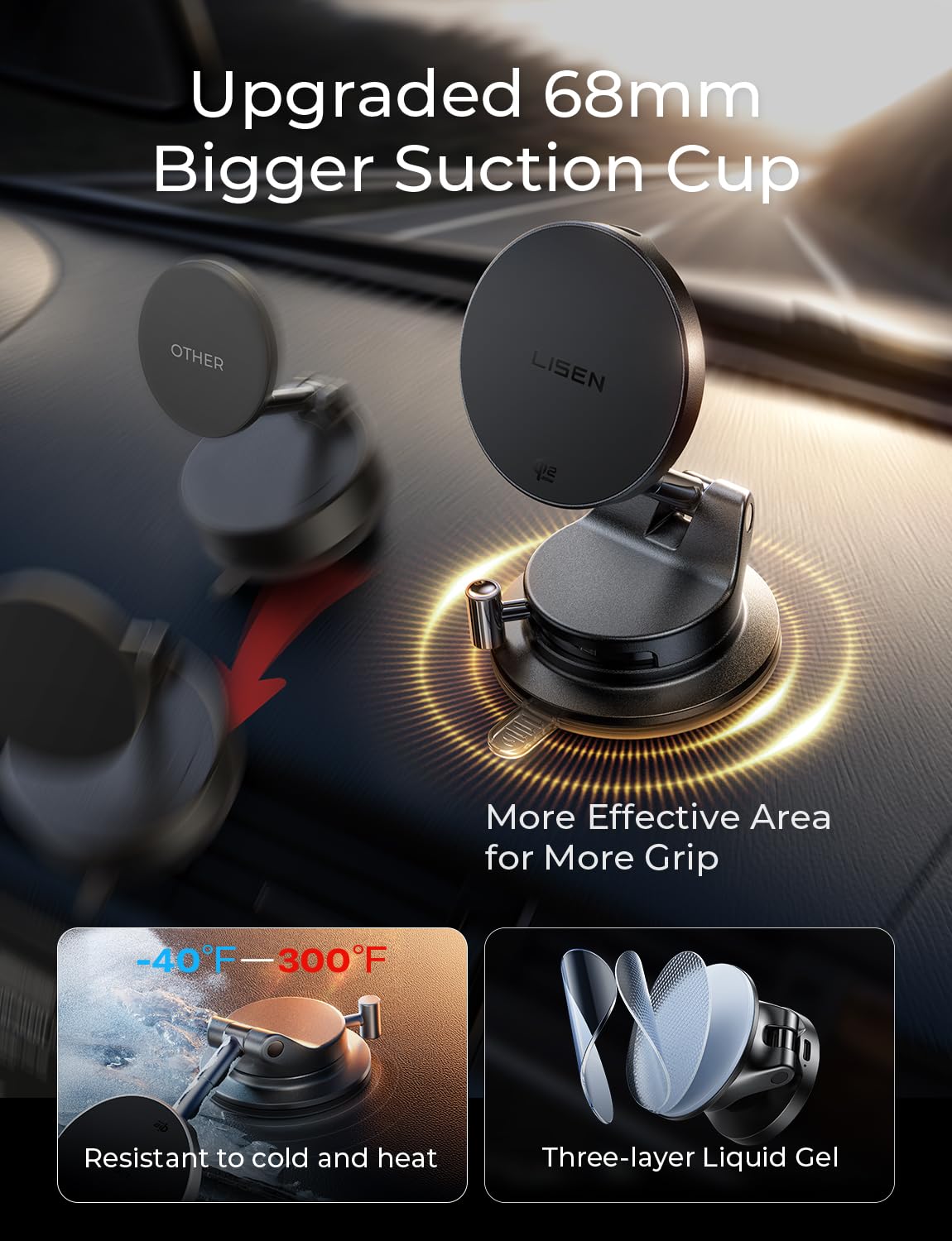LISEN in-car with phone showing navigation clarity and hands-free safety
