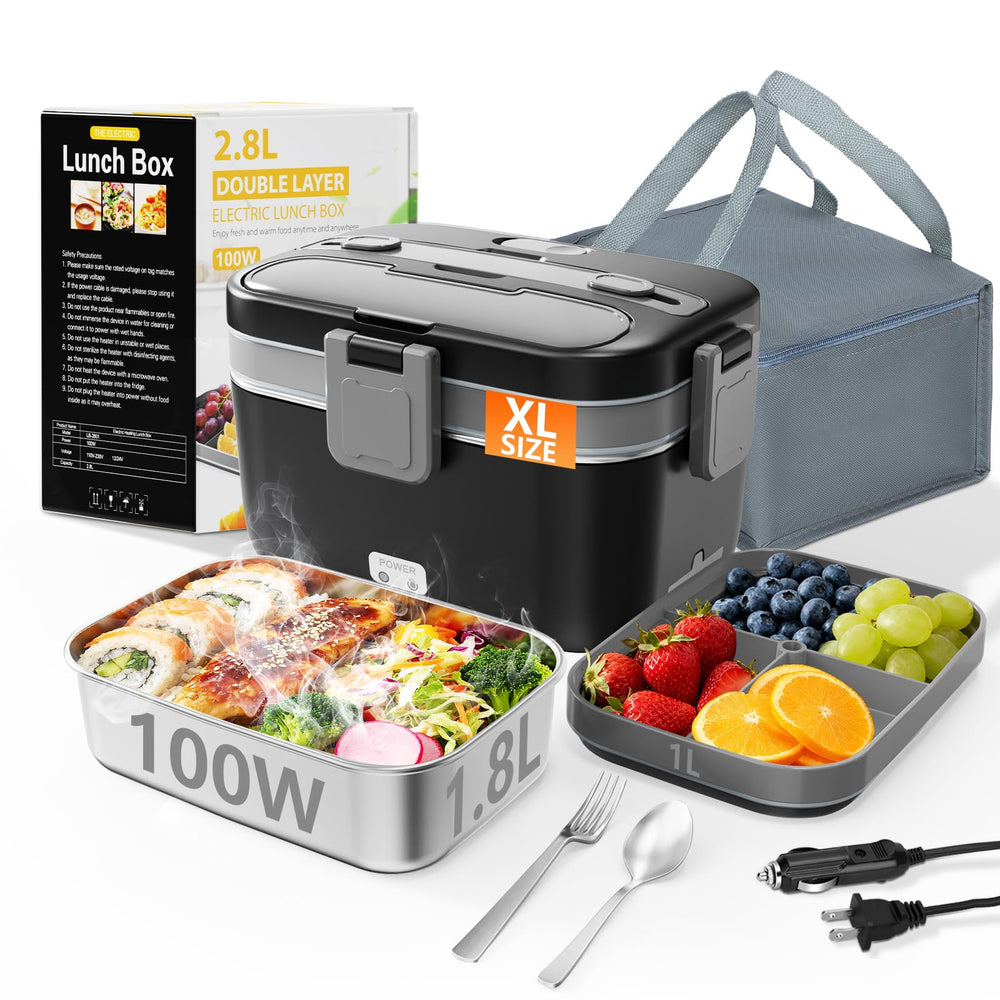 LISHZEN front view of electric lunch box showing compact travel-ready design and portability