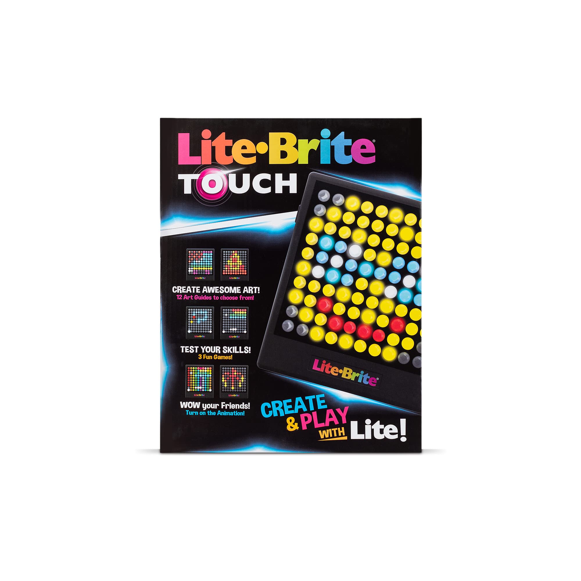 Lite Brite junto a una regla mostrando tamaño compacto y manejo cómodo