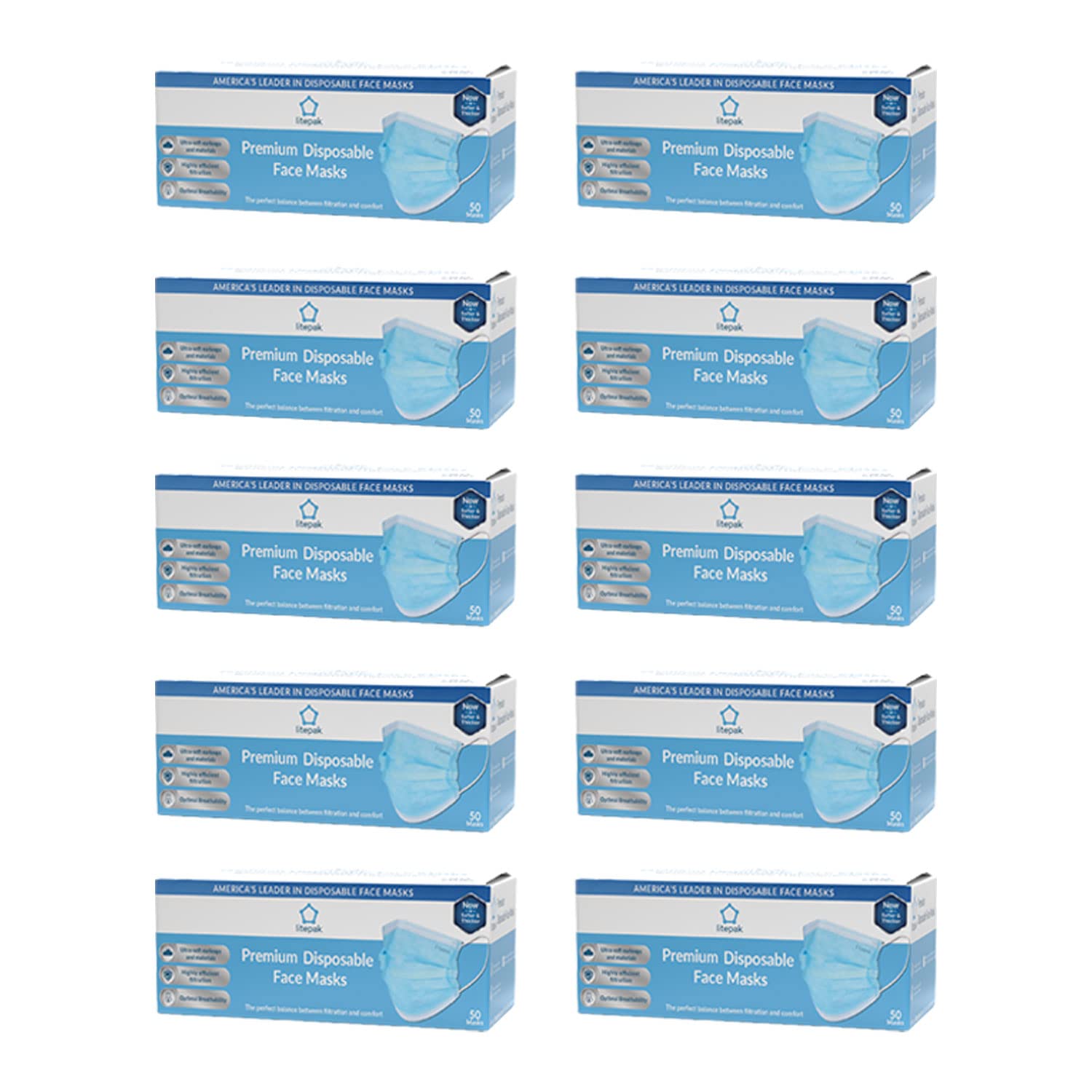 Litepak caja dispensadora de 50 unidades, organiza y protege mascarillas limpias