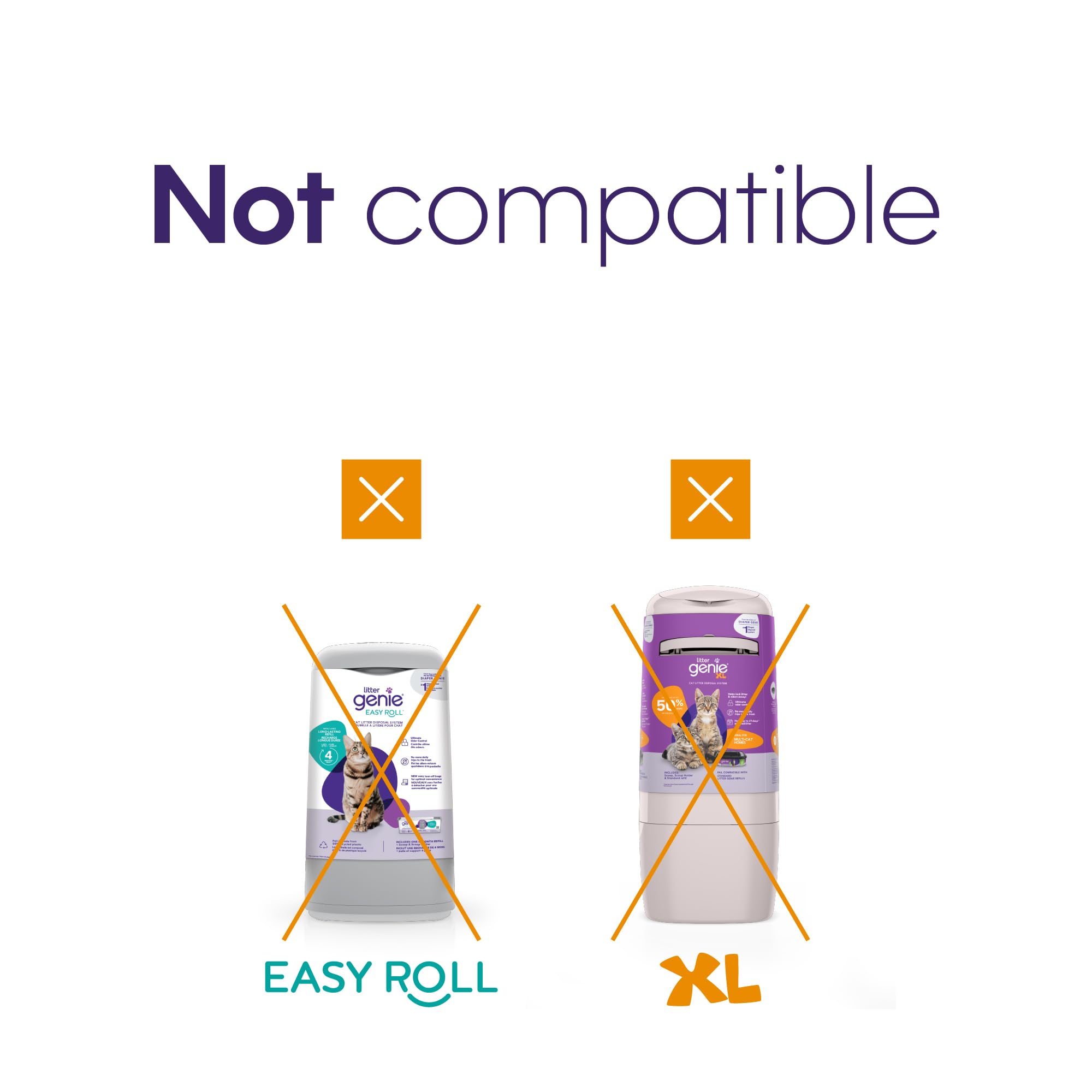 Litter Genie comparación de tamaño del rollo para visualizar duración extendida