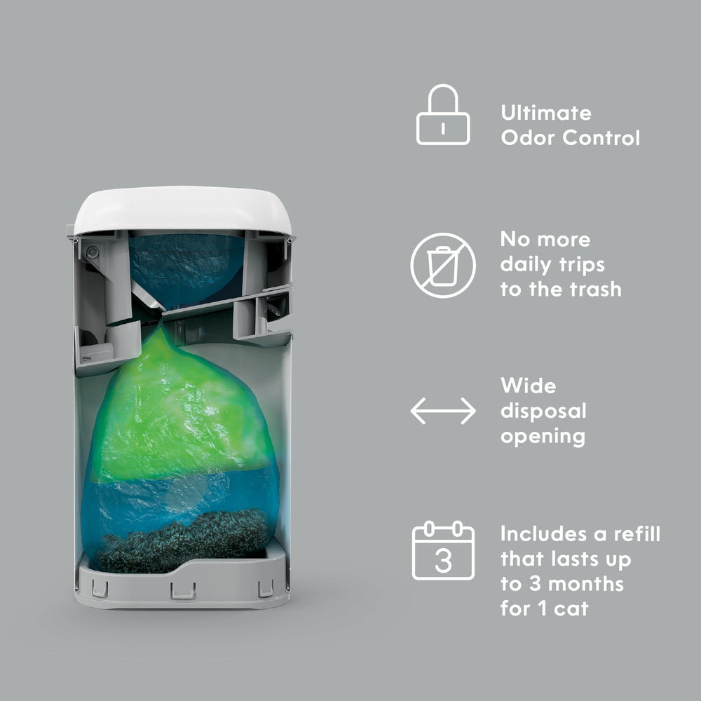Litter Genie stainless-steel texture close-up highlights durable, easy-clean surface