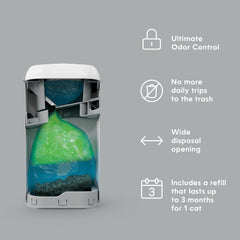 Litter Genie stainless-steel texture close-up highlights durable, easy-clean surface