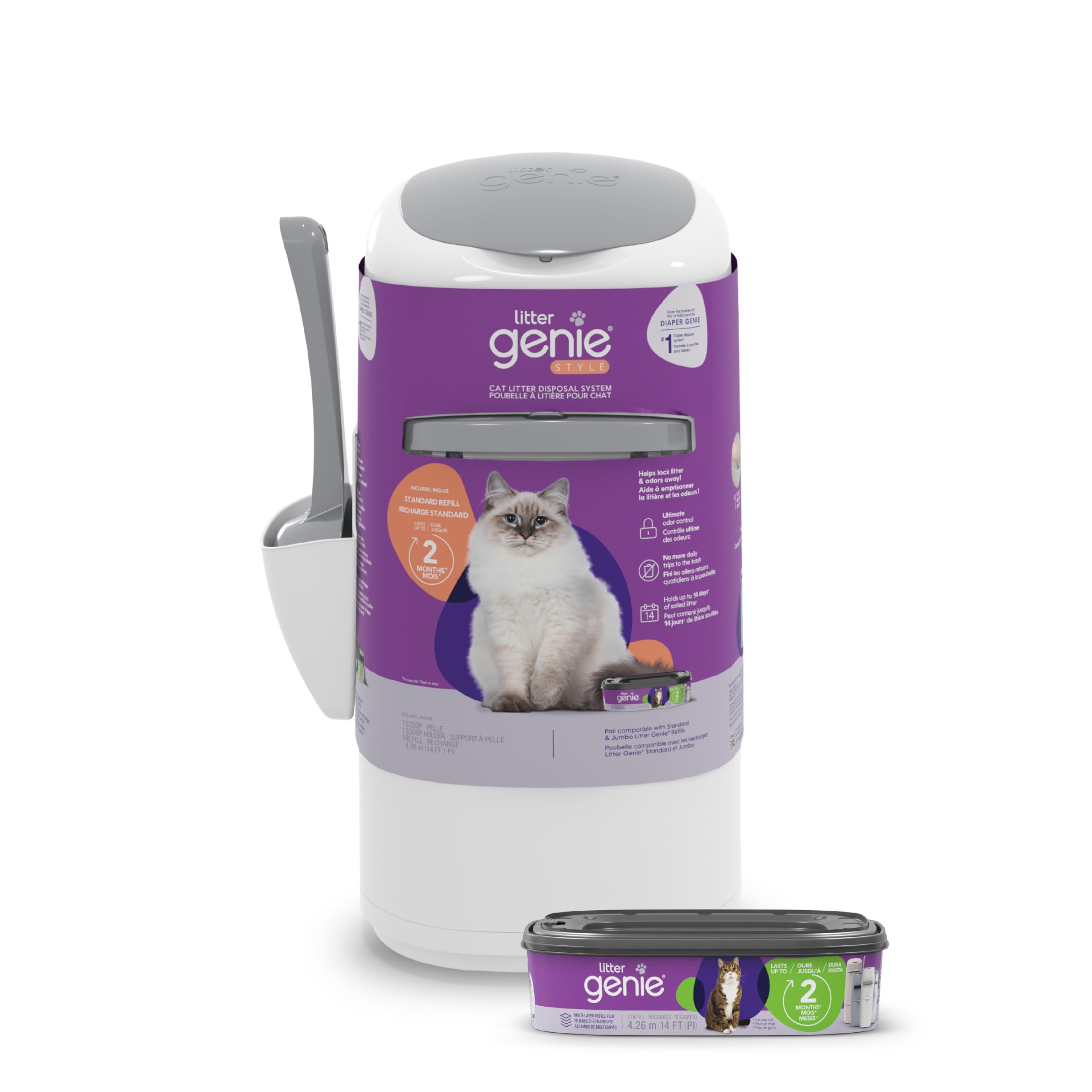 Litter Genie pail frente elegante y compacto para control de olores