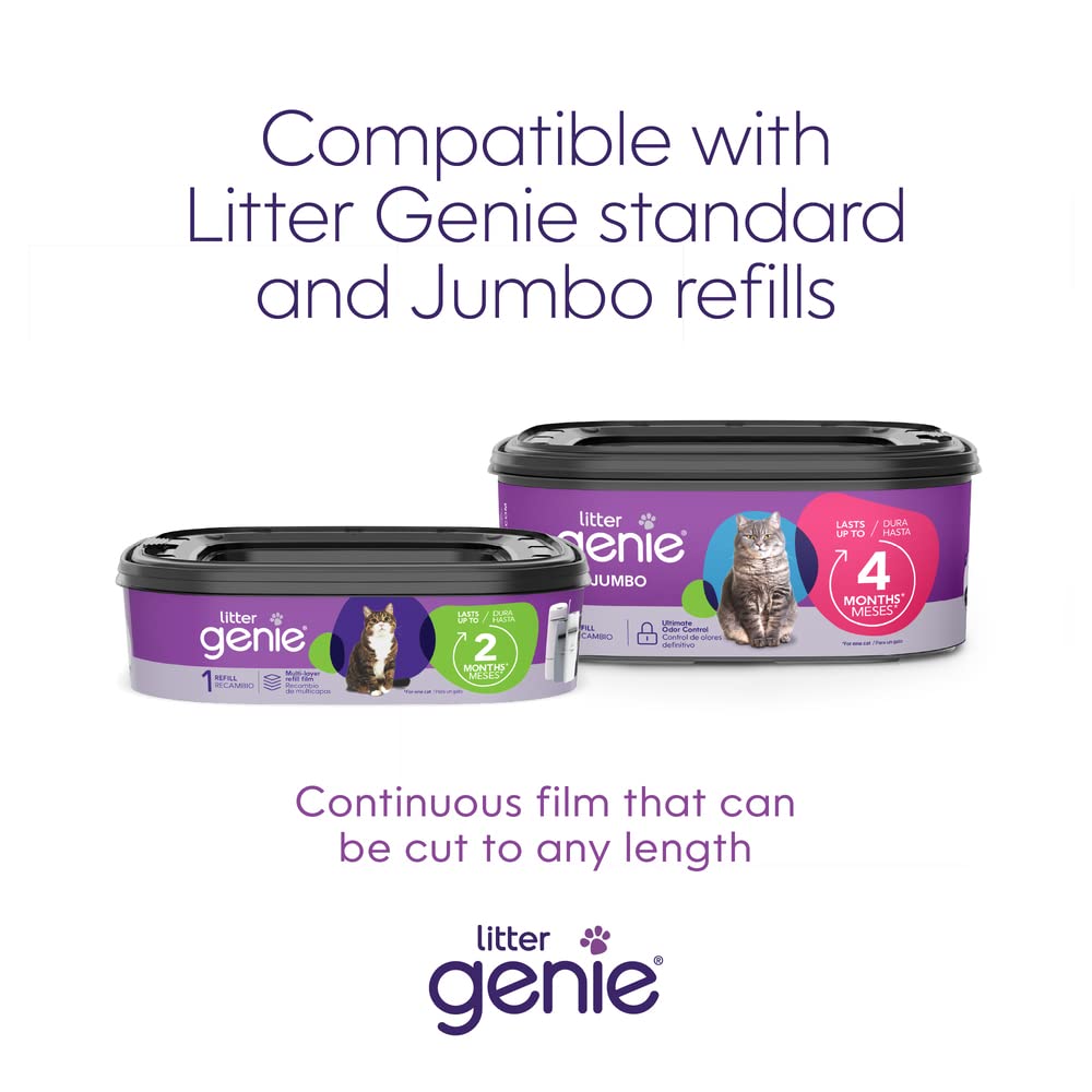 Litter Genie colocado en baño sobre encimera, integra discretamente en hogar