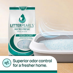 Litter Pearls bolsa de 7 lb comparada con una regla para escala visual