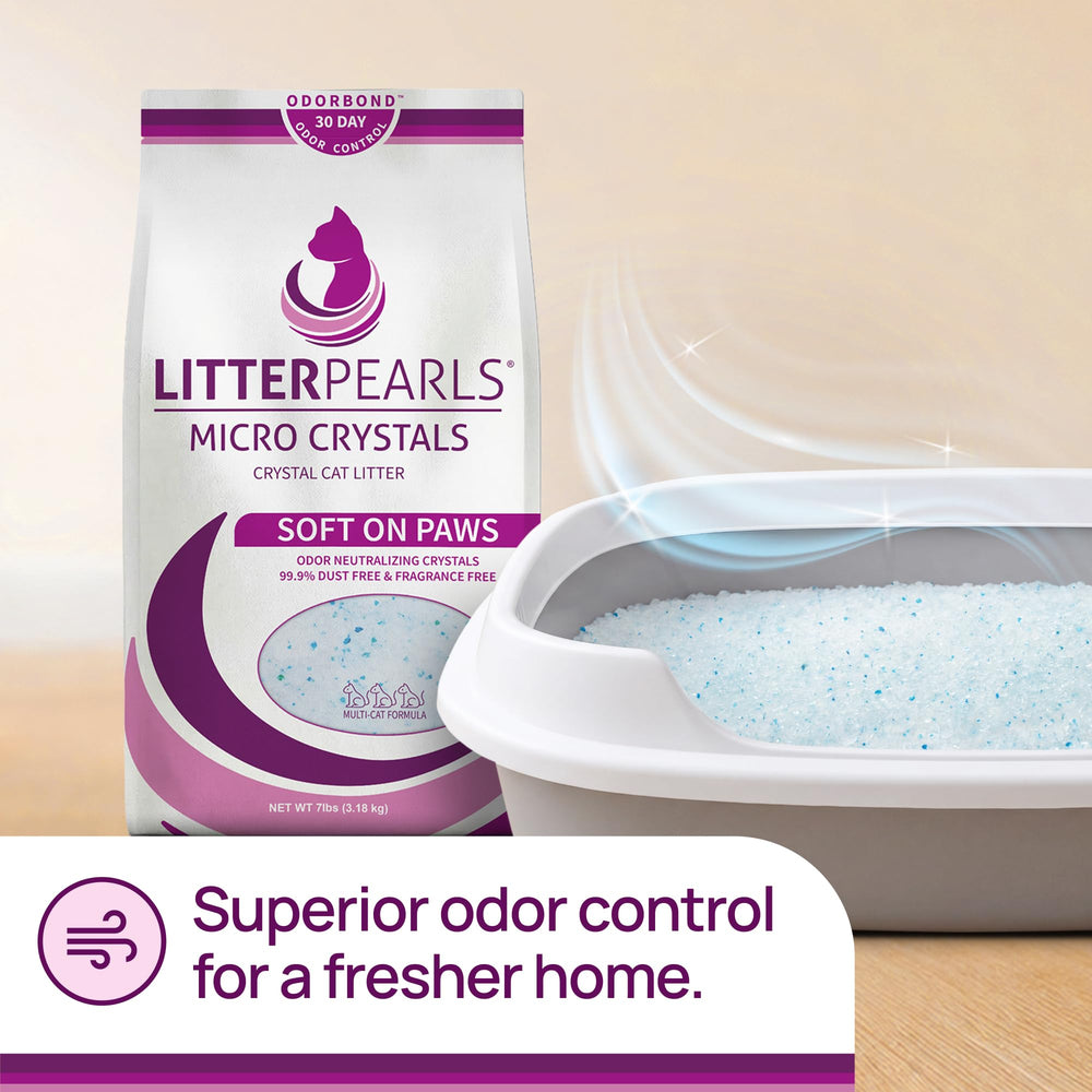 Litter Pearls comparación de tamaño de bolsa 7 lb para referencia doméstica