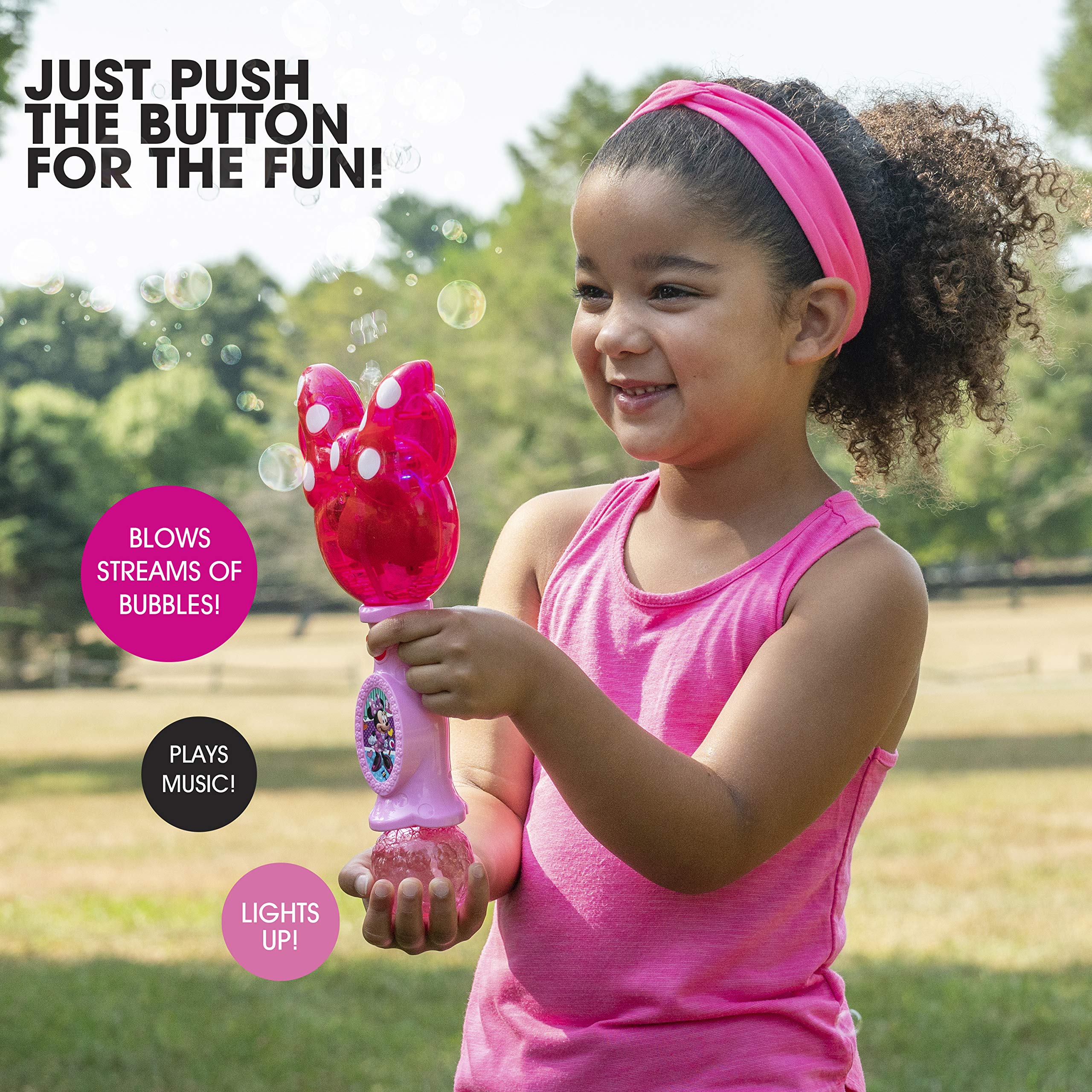 Little Kids Minnie Mouse producing a steady bubble stream for playful fun