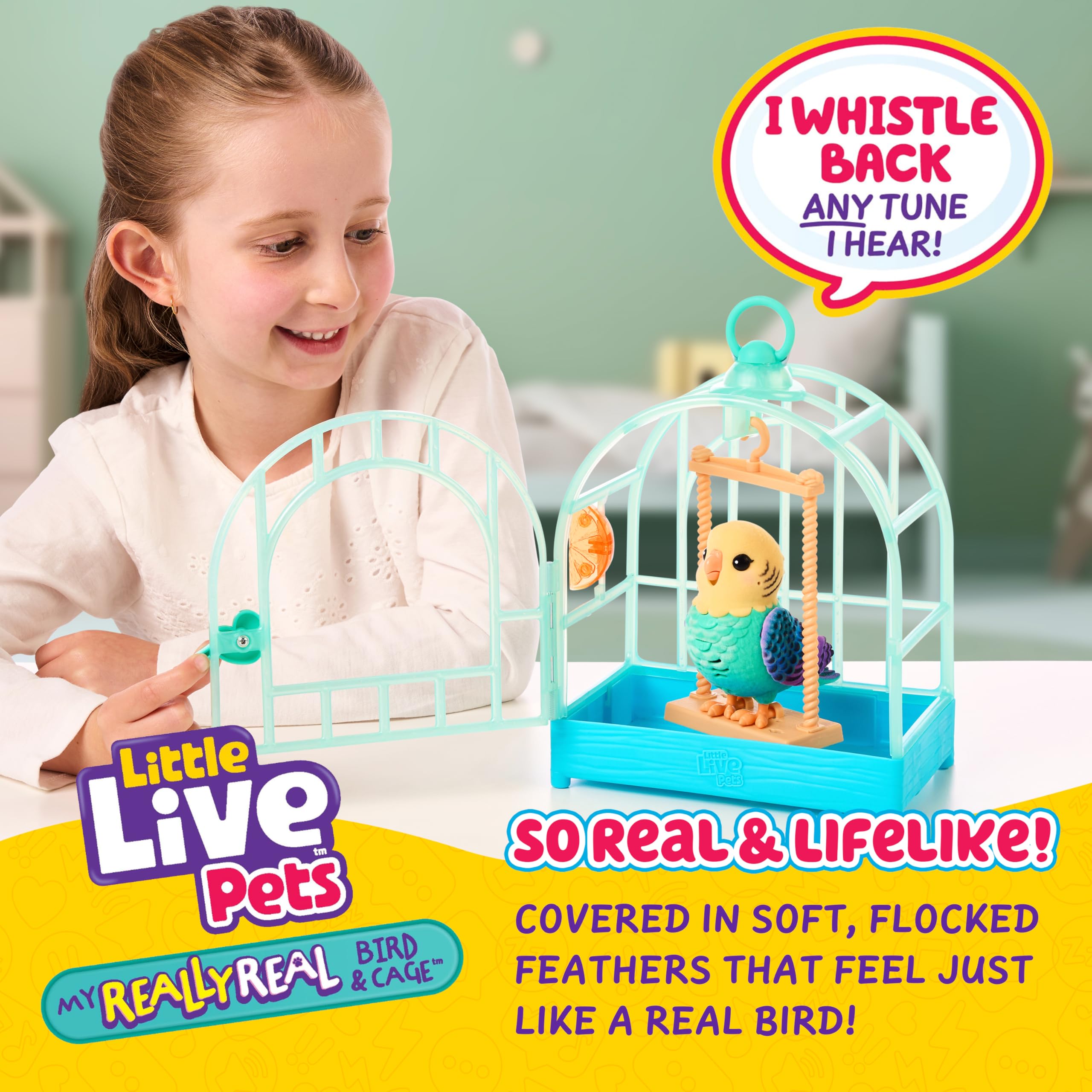 Little Live Pets Indie detalle del plumaje flocked que añade realismo táctil