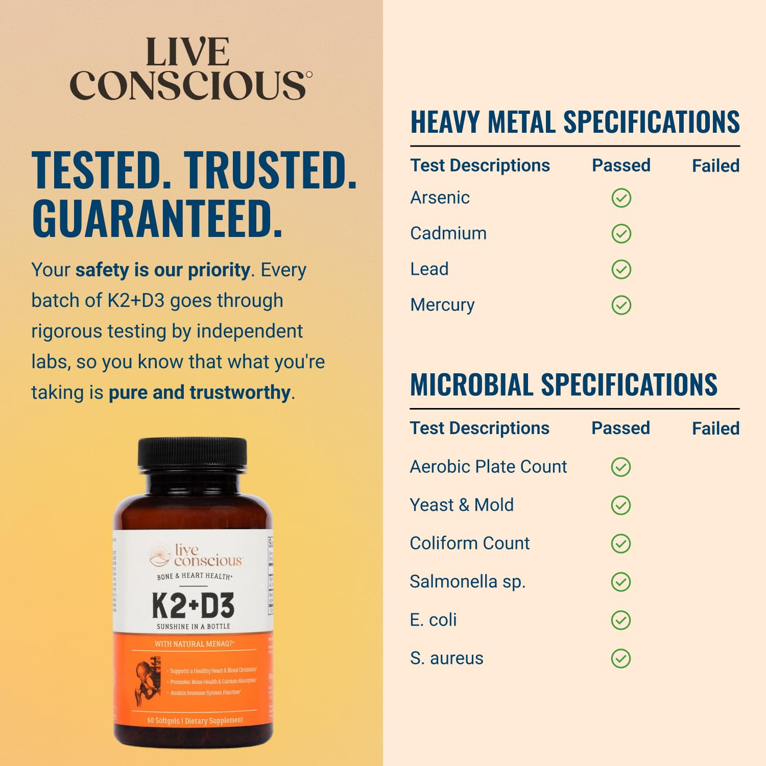 Live Conscious enfoque de la tabla nutricional para ver ingredientes clave