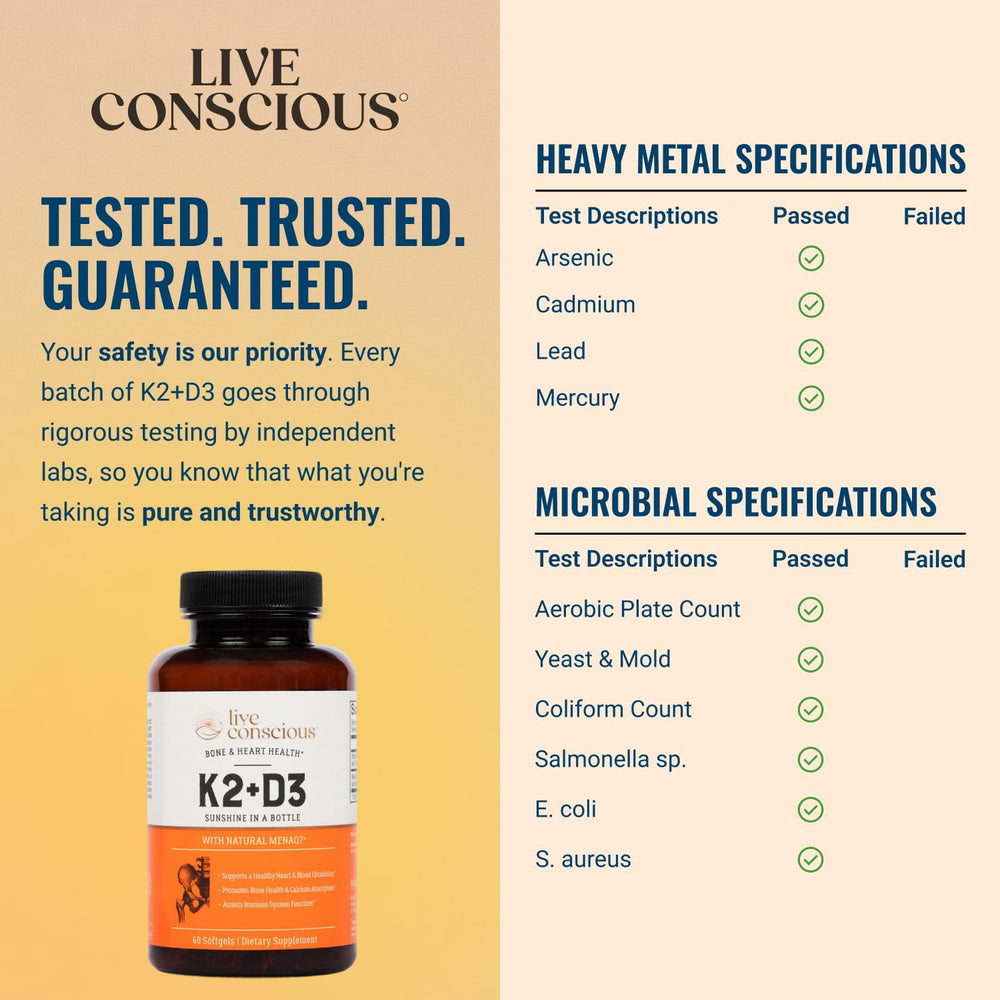 Live Conscious enfoque de la tabla nutricional para ver ingredientes clave