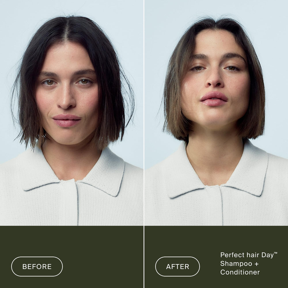 Living Proof aplicación sobre cabello mojado mostrando desenredo y hidratación
