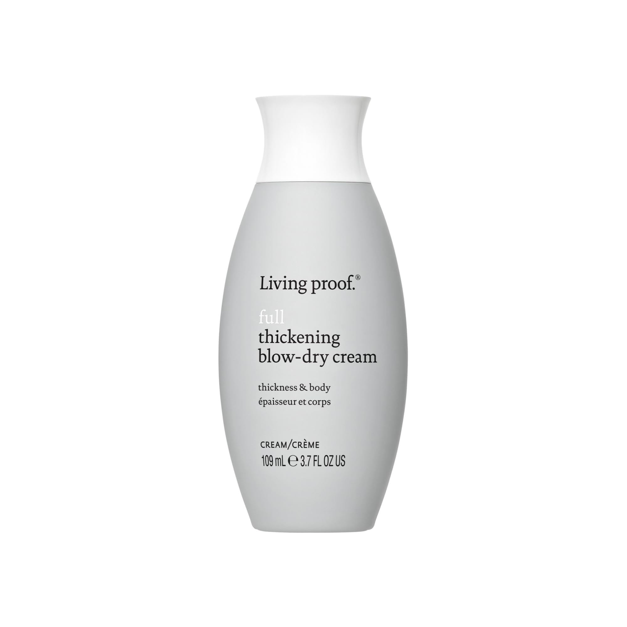 Living Proof envase frontal del producto mostrando marca y tamaño 4 oz, ideal para volumen