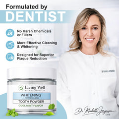 Living Well with Dr. Michelle polvo granular en primer plano para textura suave