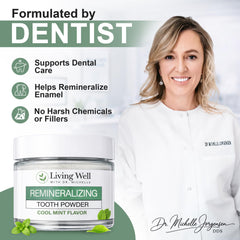 Living Well with Dr. Michelle textura del polvo remineralizante clara y fina para pulir