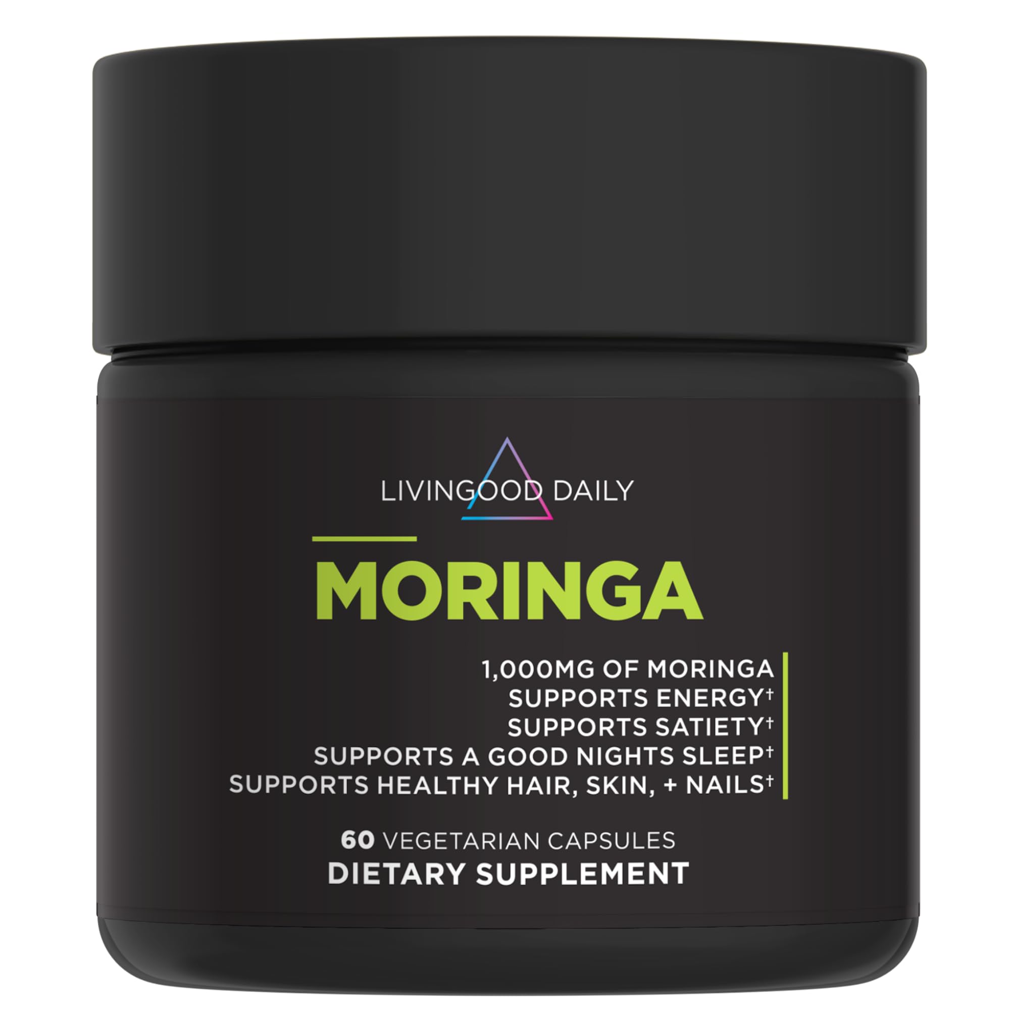 Livingood Daily frontal del empaque mostrando suplemento de moringa, ideal para rutinas verdes