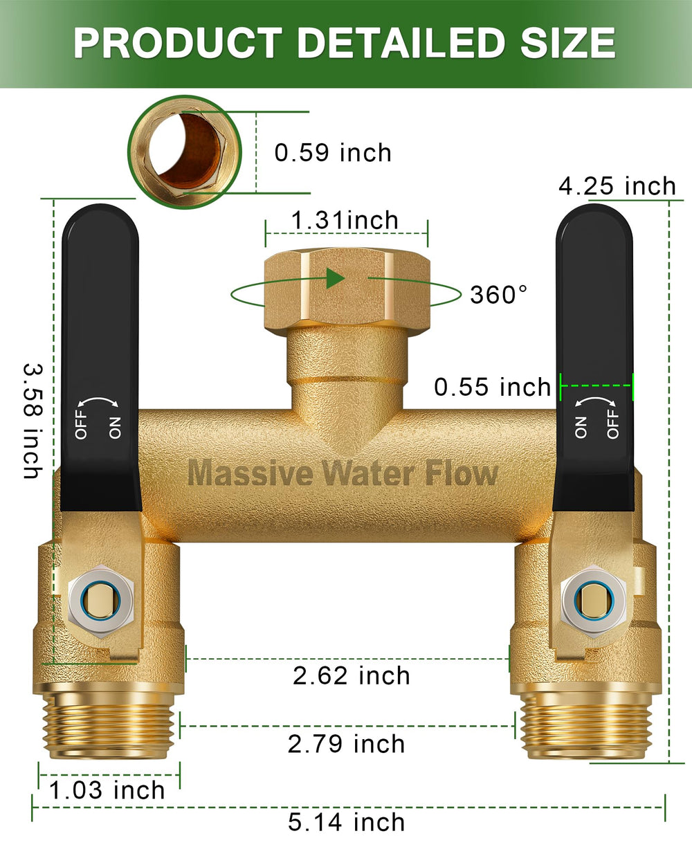 LNEZCDB close-up of two long metal handles for easy valve control with gloves